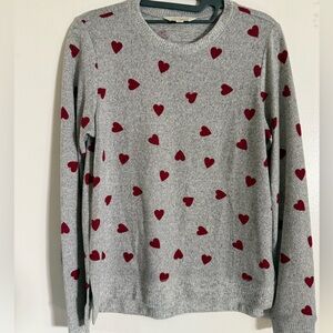 Lucky Brand Gray Sweater with Red Heart Design
